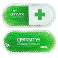Green Pill Capsule Hot/ Cold Pack with Gel Beads